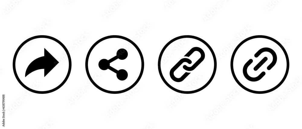 Poster share and link icon vector in circle line. repost and hyperlink symbol