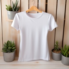 white tshirt on hanger for mock up