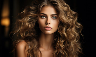 Captivating Beauty: Close-Up Portrait of a Woman with Curly Hair