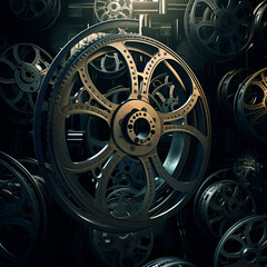 Film reels background dark elements 