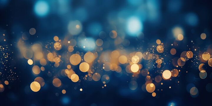 Blurred bokeh light background, Christmas and New Year holidays background. Generative AI