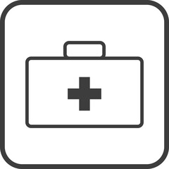first aid kit icon in thin line black square frames.