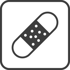 medicinal plaster icon in thin line black square frames.