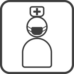 nurse icon in thin line black square frames.