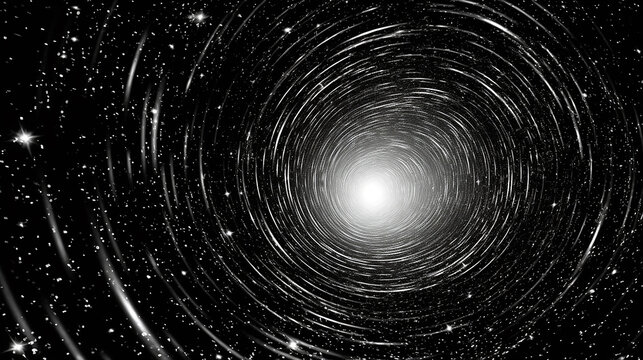A cosmic wormhole, resembling a vortex, leading to uncharted and distant realms of the universe.