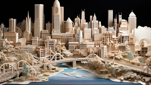 japan cityscape  paper art, generative ai