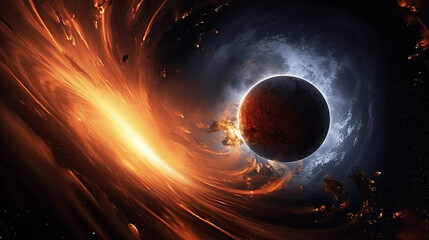 Obraz premium An intergalactic tunnel, like a swirling vortex, that takes us to unknown faraway parts of the universe