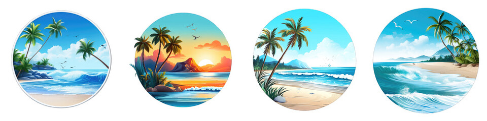 Fototapeta na wymiar Beach Scene clipart collection, vector, icons isolated on transparent background