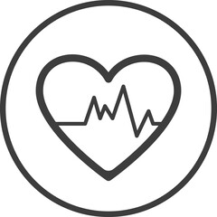 heart rate icon in thin line black circle frames.