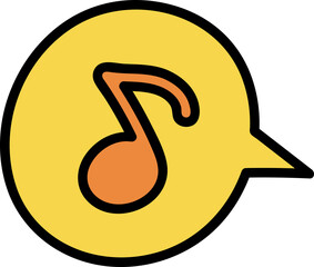 Groovy speech bubble with melody illustration