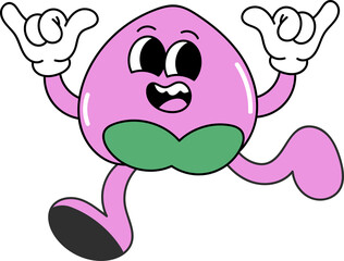 Groovy peach character illustration