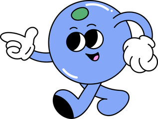 Groovy blueberry character illustration