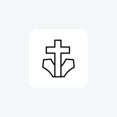 Honoring Memories with Christian Graveyard Cups Line Icon