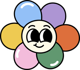 Groovy flower character illustration