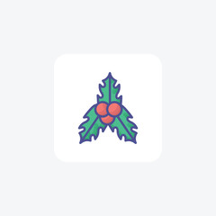 Festive Christmas Berries Filled Outline Icon