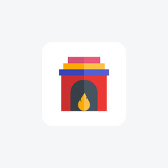 Cozy Christmas Fireplace Flat Icon