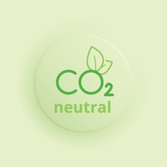Three round logo neutral co2. Carbon footprint, not zero, carbon reduction concept. vector illustration  