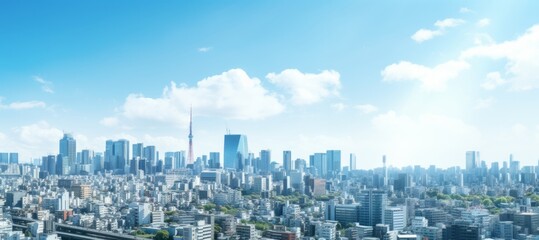 東京っぽい都市風景のパノラマ 