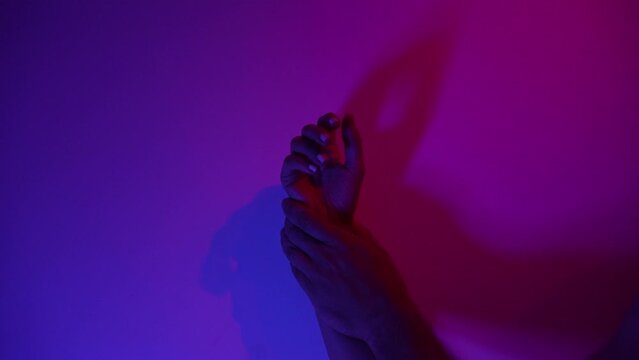 Hands touching and sensual romance