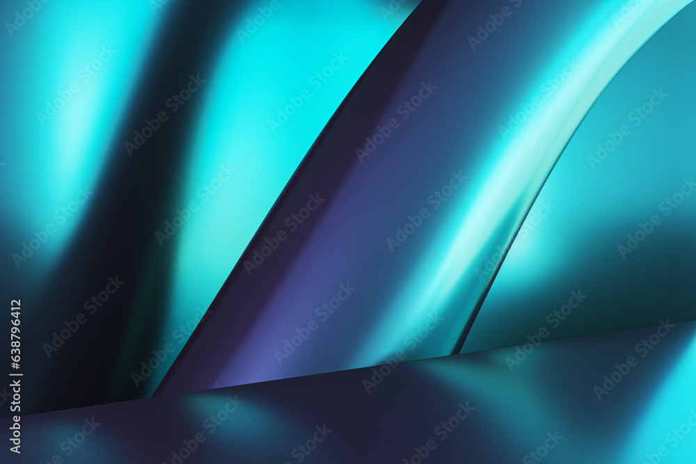 Poster creative geometric blue waves or lines texture. landing page concept. 3d rendering.
