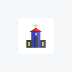 Reverent Christmas Church Flat Icon
