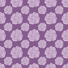 Seamless pattern with purple roses on purple background