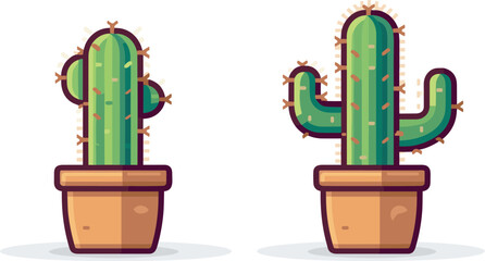 pixel art of a cacti plant vector illustration