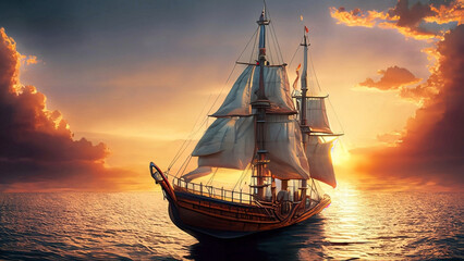 Obraz premium sailboat at sunset