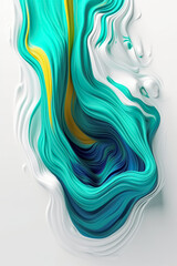 Abstract modern white and neon colors liquid wavy acrylic paint background. Generative AI.