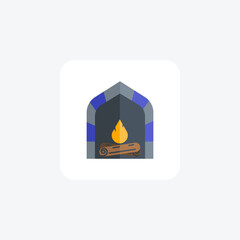 Fireplace Enchanting Hearth Haven Flat Icon