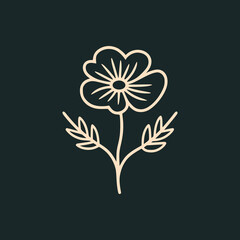 simple rose floral hand painted golden color beautiful nature logo vector illustration template design