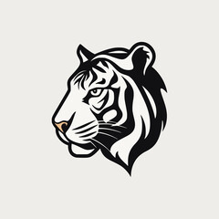 simple black white tiger wild animal beautiful nature logo vector illustration template design