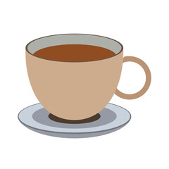A vector drawing of a teacup and saucer. on white background