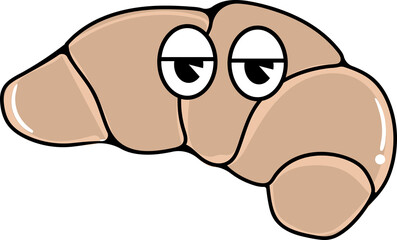 Groovy croissant character illustration