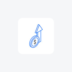 Dollar Amplifying Financial Growth Isometric Duo Color Icon