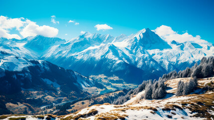A breathtaking landscape of a snowy mountain range