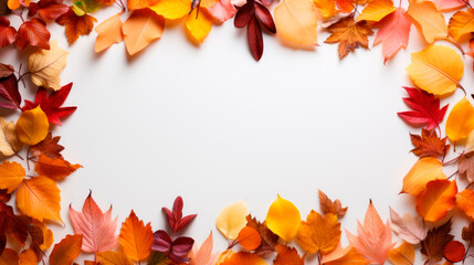 Naklejka na ściany i meble Autumn creative composition. Flat lay, copy-space.