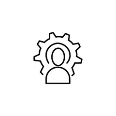 Hand with cogwheel icon. Gear in hand. Illustration vector