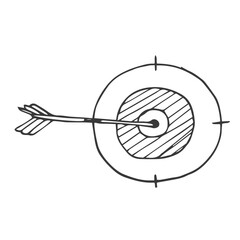 hand drawn doodle arrow and bullseye icon illustration vector