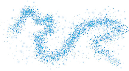 Glow light effect. Blue glitter and bokeh on transparent backdrop. Luxury particles with stardust. Magic Christmas composition. Special shine for poster or advertising. PNG.