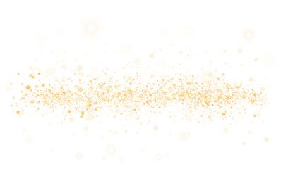 Glow light effect. Golden glitter and bokeh on transparent backdrop. Luxury particles with stardust. Magic Christmas composition. Special shine for poster or advertising. PNG.