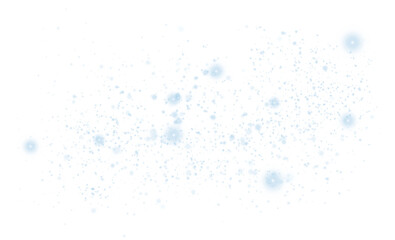 Glow light effect. Blue glitter and bokeh on transparent backdrop. Luxury particles with stardust. Magic Christmas composition. Special shine for poster or advertising. PNG.