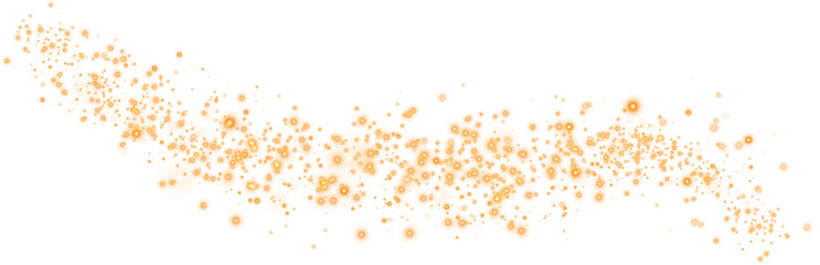Glow light effect. Golden glitter and bokeh on transparent backdrop. Luxury particles with stardust. Magic Christmas composition. Special shine for poster or advertising. PNG.