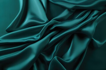 Fototapeta premium Dark blue-green satin silk background.