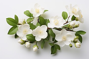 Obraz premium Jasmine Flowers with leaf isolated background