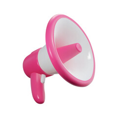 3d megaphone icon. Realistic illustration of a pink loudspeaker in plastic cartoon style isolated on a white background. Vector 10 EPS.
