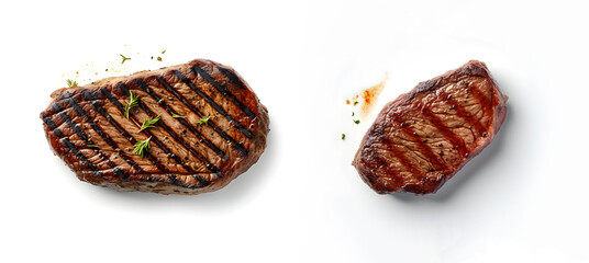 Savory Grilled Steaks on White Background