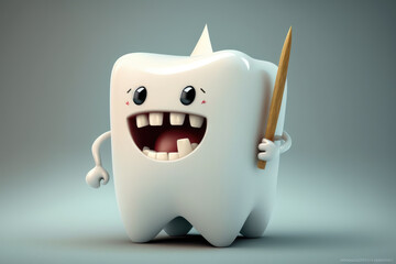 Happy white tooth character illustration concept