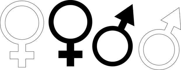 Woman and man symbols - Venus and Mars signs. Gender symbols. Vector illustration isolated. © Larysa