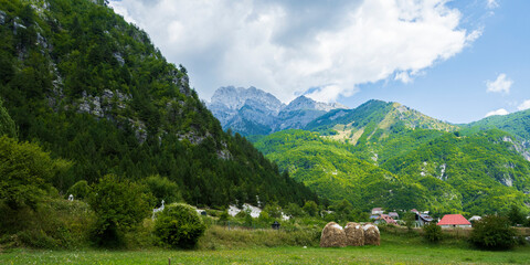 Albanian mountain Alps. Mountain landscape, picturesque mountain view in the summer, large panorama